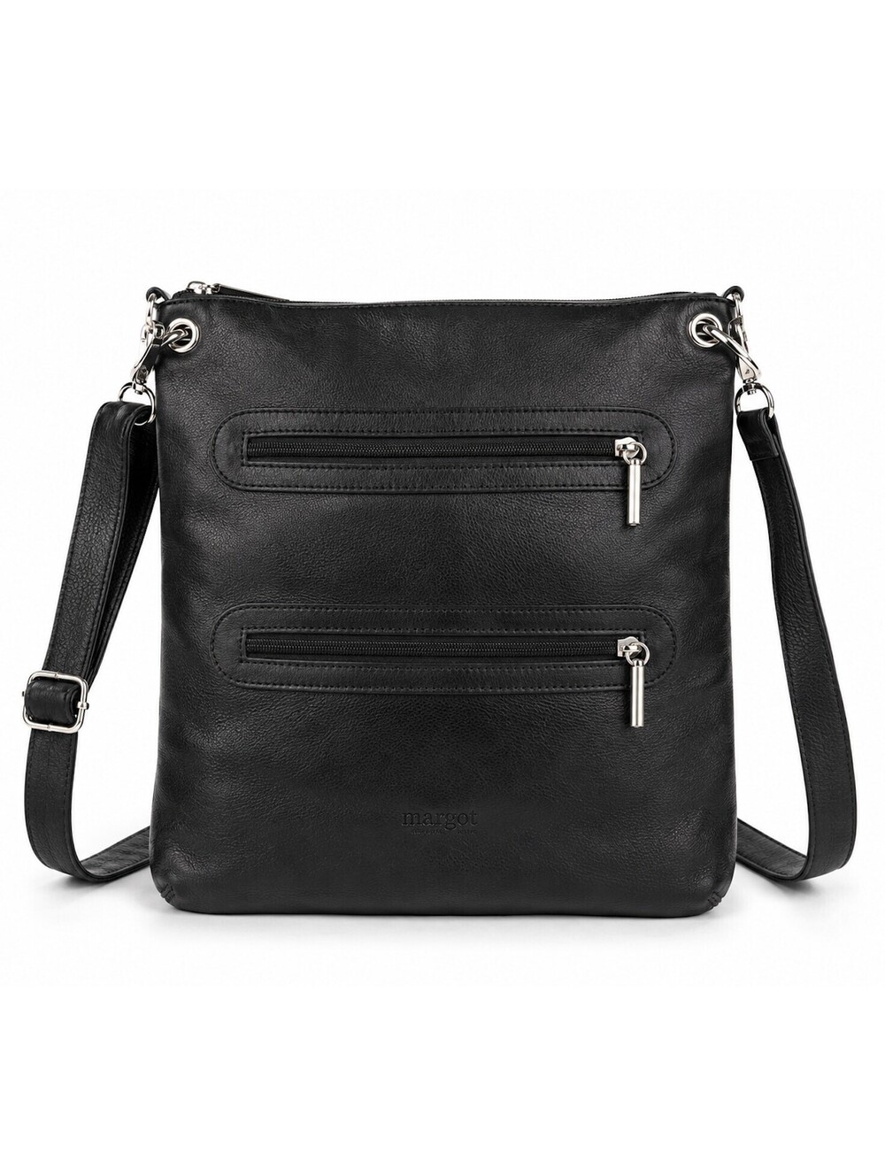 Margot New York Black Leather Crossbody Bag with Adjustable Strap